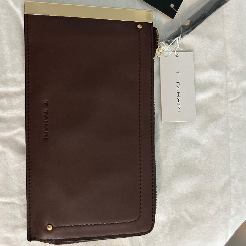 T Tahari Samantha dark brown wallet; new with tags